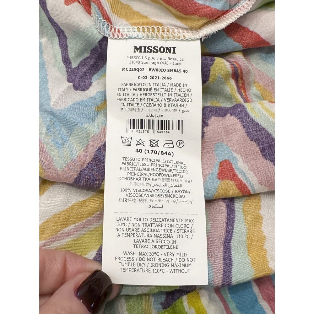 Missoni Mare Zigzag Woven Viscose Beach Cover Up Kaftan IT 40 Multicolor Italy - Picture 6 of 7